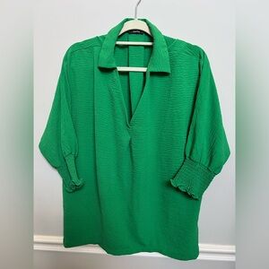 Zara Vibrant Green Blouse Dokotoo